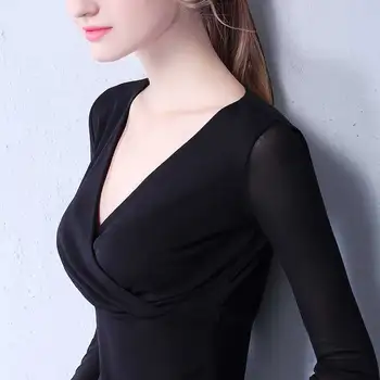 2018 Spring Womens Fashion Slim Mesh Patchwork Sexy Deep V-Neck Solid Long Sleeve T Shirt Tops Ladies Casual Elegant Body Shirts
2018 Spring Womens Fashion Slim Mesh Patchwork Sexy Deep V-Neck Solid Long Sleeve T Shirt Tops Ladies Casual Elegant Body Shirts
