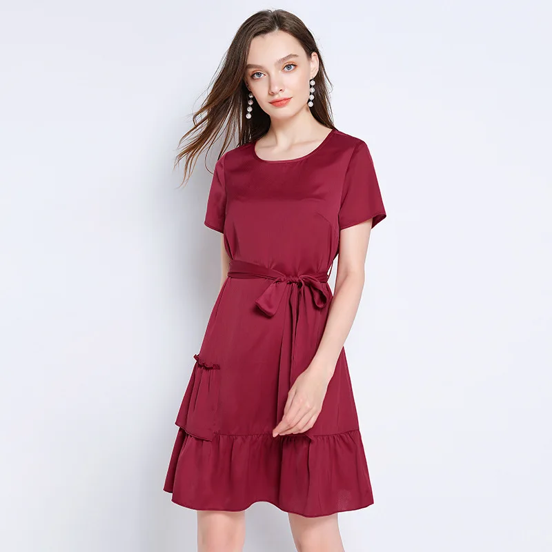 Fat Mm Dress 2019 Summer Korean Temperament Dress Wild Waist Tie Bow Red Dress Simple and Elegant Dress
Fat Mm Dress 2019 Summer Korean Temperament Dress Wild Waist Tie Bow Red Dress Simple and Elegant Dress