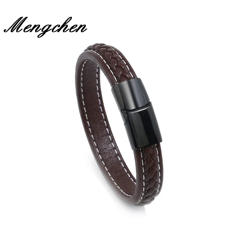 Fashion Male Jewelry Braided Leather Bracelet Handmade Bracelet Black Stainless Steel Magnetic Clasps Men Wrist Band Gifts
Fashion Male Jewelry Braided Leather Bracelet Handmade Bracelet Black Stainless Steel Magnetic Clasps Men Wrist Band Gifts