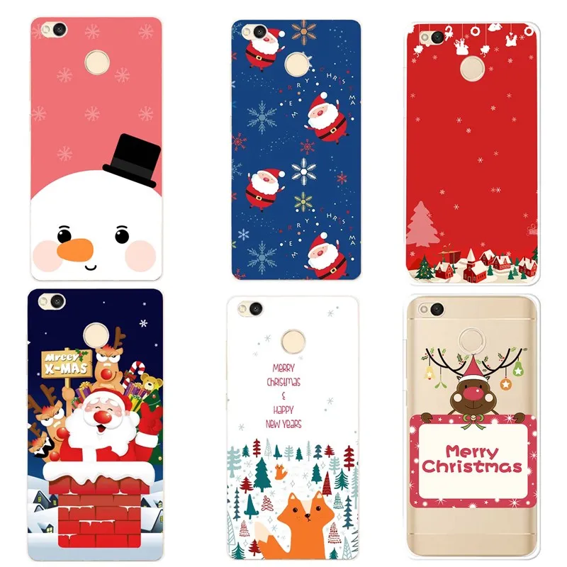 Silicone Bags for Xiaomi Redmi Note 5 4 Case Christmas Trees Reindeer Santa Soft Coque 4X 4A 5A Mi A1 Capas |