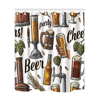 Vintage Beer Tap Hand Hold Glass Bottle Hop for Party Shower Curtain Mildew Resistant Fabric Bathroom Decorations Bath Curtains
Vintage Beer Tap Hand Hold Glass Bottle Hop for Party Shower Curtain Mildew Resistant Fabric Bathroom Decorations Bath Curtains