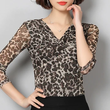 Fall Spring Fashion Women Printed Leopard Pattern Paillette V Neck Long Sleeve Shirt , Woman Slim Stretch Mesh Sequined Shirts
Fall Spring Fashion Women Printed Leopard Pattern Paillette V Neck Long Sleeve Shirt , Woman Slim Stretch Mesh Sequined Shirts