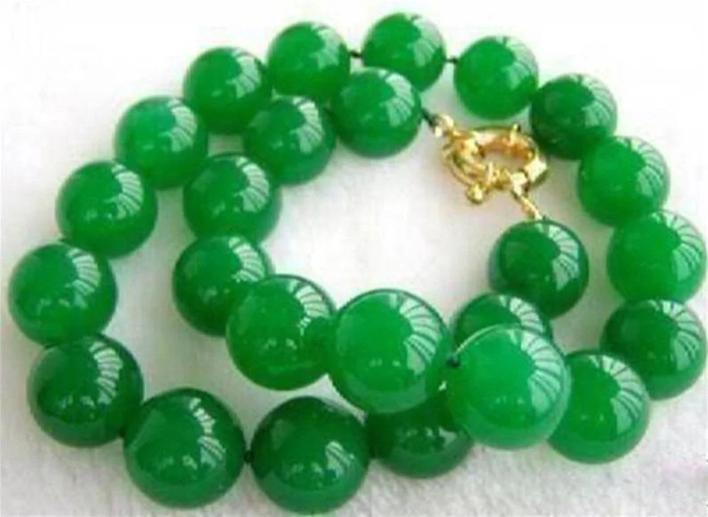 Ожерелье из натурального зеленого нефрита AAA 10 мм 20 дюймов | Украшения и