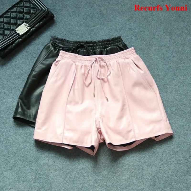 Korean Fashion Genuine Leather Shorts Women Black/Pink Joker Divided Elastic Waiste Shorts For Woman Hotpant Plus Large Size
Korean Fashion Genuine Leather Shorts Women Black/Pink Joker Divided Elastic Waiste Shorts For Woman Hotpant Plus Large Size