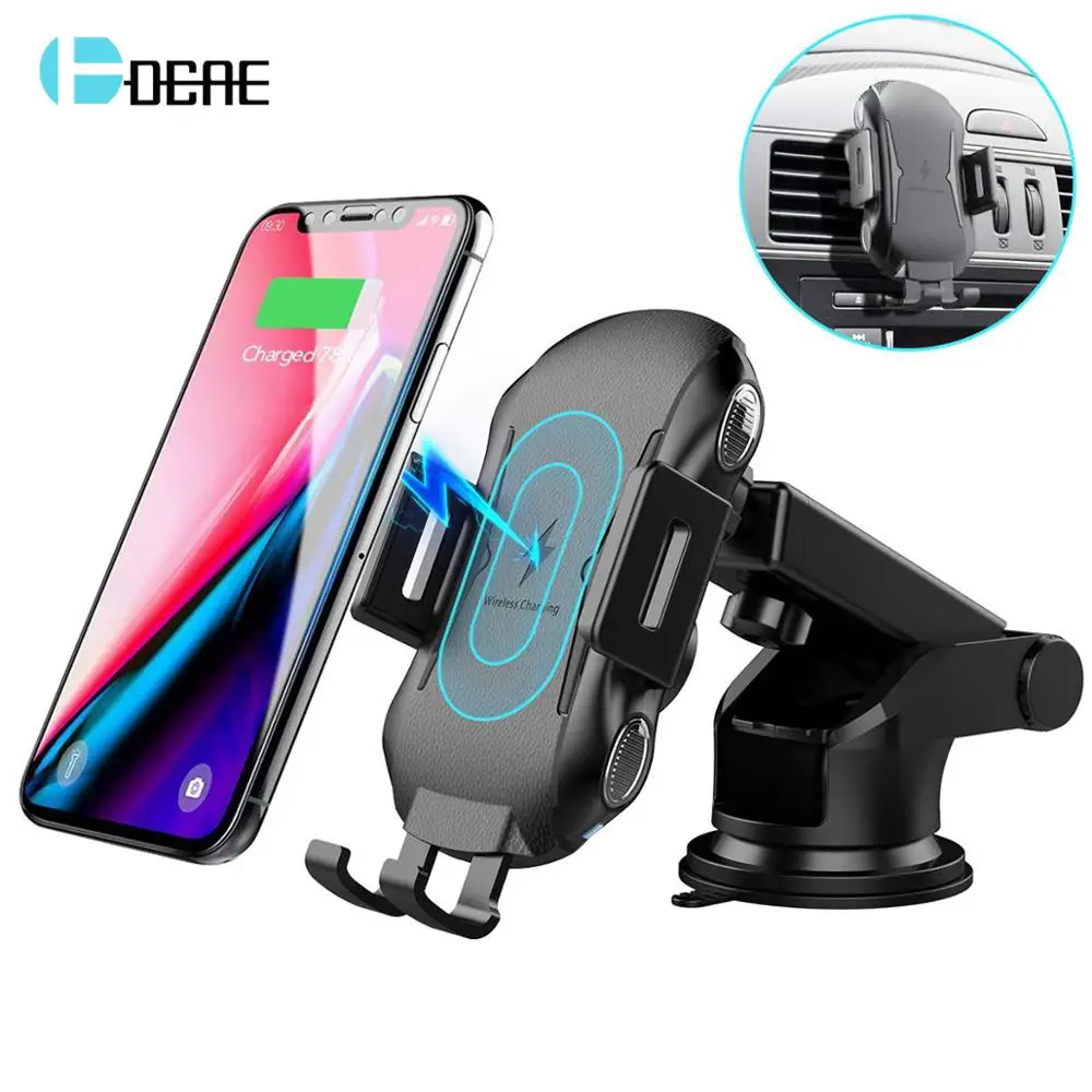 

DCAE Qi Wireless Car Charger Mount 10W Auto Clamping Fast Charging Car Phone Holder Pad For iPhone X XS XR 8 Samsung S10 S9 S8