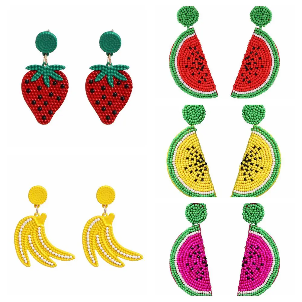 New Trendy Boho Fruit Dangle Earring Cute Colorful Resin Bead Banana Watermelon Strawberry Summer Drop Earring For Women Jewelry
New Trendy Boho Fruit Dangle Earring Cute Colorful Resin Bead Banana Watermelon Strawberry Summer Drop Earring For Women Jewelry
