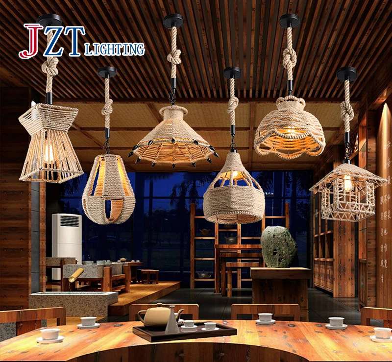 Z American Vintage led lamp Rope creative store ceiling lamp pendant lighting Cafe loft lamp restaurant droplight
Z American Vintage led lamp Rope creative store ceiling lamp pendant lighting Cafe loft lamp restaurant droplight