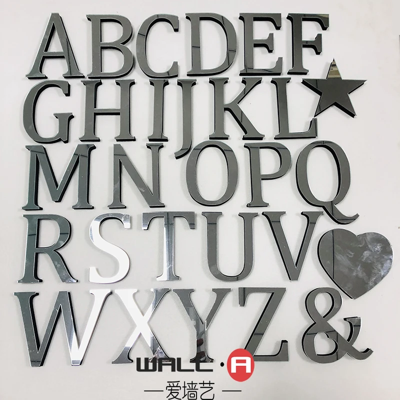 Middle Size Wall-A creative 3D English Mirrow letters Acrylic wall stickers for door decor and Party DIY Names
Middle Size Wall-A creative 3D English Mirrow letters Acrylic wall stickers for door decor and Party DIY Names