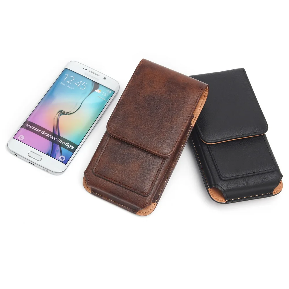 

Azns Waist Phone Holster Vertical PU Leather Holster Belt Clip Pouch Carrying Case with Card Slots 4.7"-6.3" Cell Phone Bag