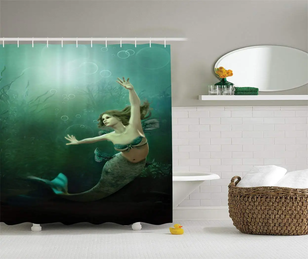 Mermaid Shower Curtain Computer Graphics of Mermaid Underwater Picture Like Design Polyester Fabric Bathroom Shower Curtain
Mermaid Shower Curtain Computer Graphics of Mermaid Underwater Picture Like Design Polyester Fabric Bathroom Shower Curtain