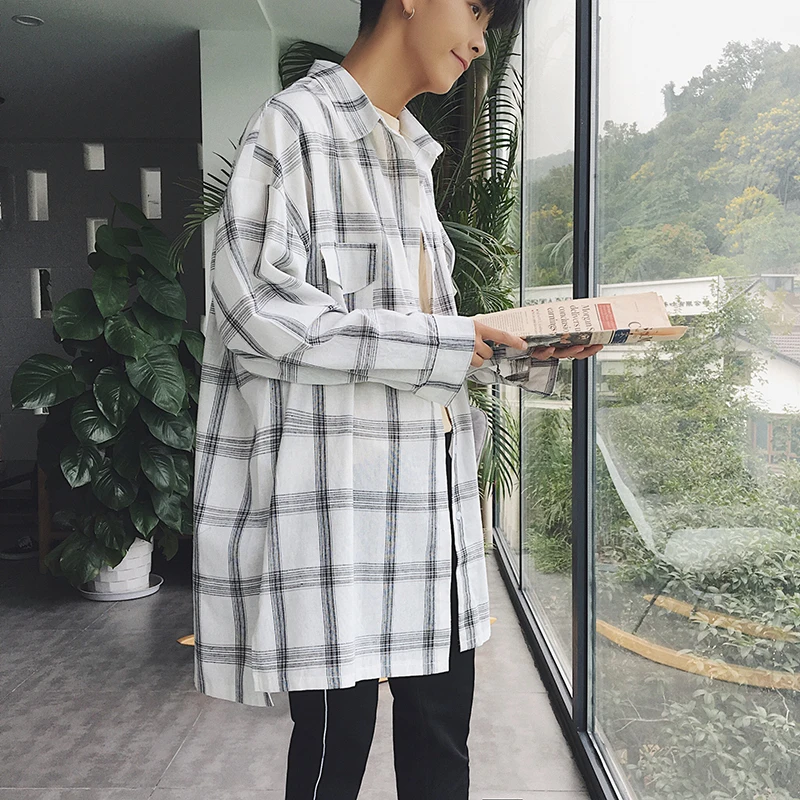 Fashion Casual Men's Long Sleeve Shirt Autumn New M-XL Plaid Medium Long Loose Top Jacket Black White Personality Youth Popular
Fashion Casual Men's Long Sleeve Shirt Autumn New M-XL Plaid Medium Long Loose Top Jacket Black White Personality Youth Popular