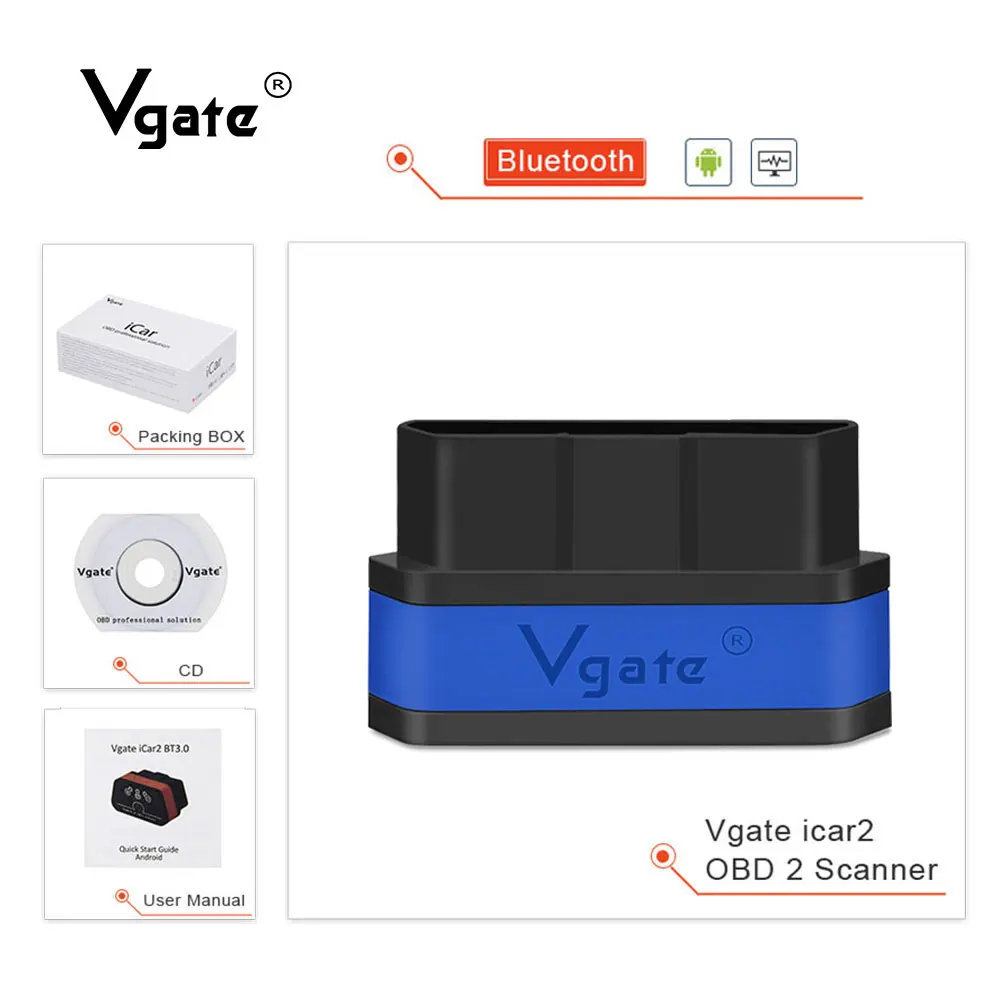 Vgate ELM327 Bluetooth 3.0/4.0 OBD2 Car Diagnostic Scanner elm 327 obd2 Original ICAR1/2/3/Pro Auto Diagnostic interface Tool
Vgate ELM327 Bluetooth 3.0/4.0 OBD2 Car Diagnostic Scanner elm 327 obd2 Original ICAR1/2/3/Pro Auto Diagnostic interface Tool