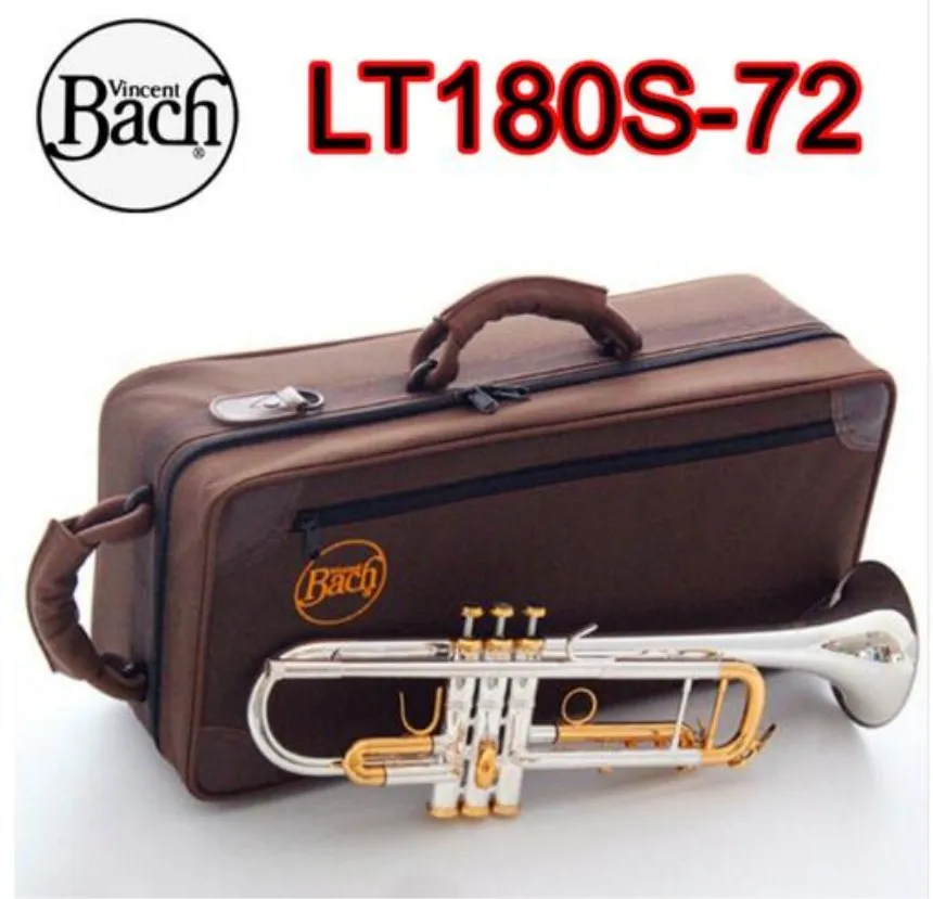 High Quality Bach Trumpet LT180S-72 Plated Silver Gold key Bb Music Instrument with Case professional Free Shipping
High Quality Bach Trumpet LT180S-72 Plated Silver Gold key Bb Music Instrument with Case professional Free Shipping