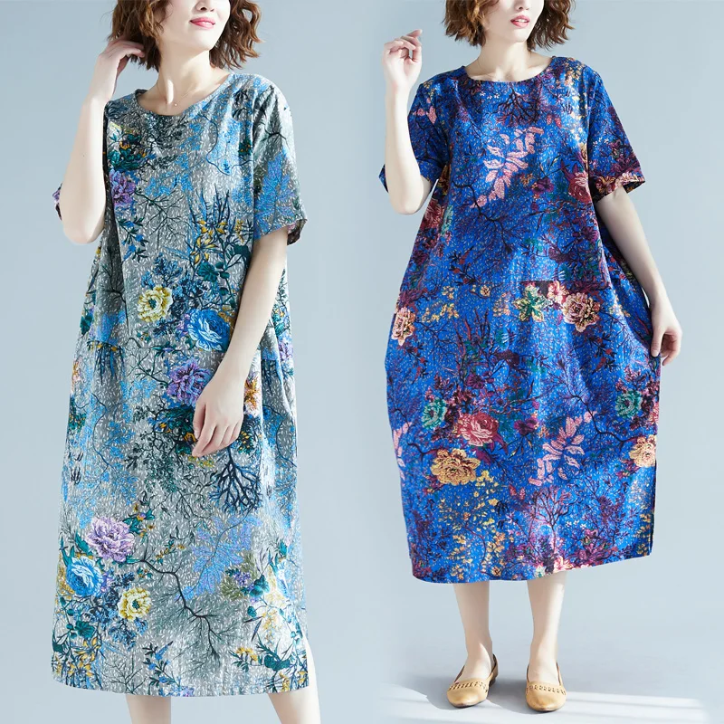 Fashion 2019 New Summer Women Dresses Plus Size Casual Cotton Linen Dress Short Sleeve O-Neck Loose Print Vintage Dress
Fashion 2019 New Summer Women Dresses Plus Size Casual Cotton Linen Dress Short Sleeve O-Neck Loose Print Vintage Dress