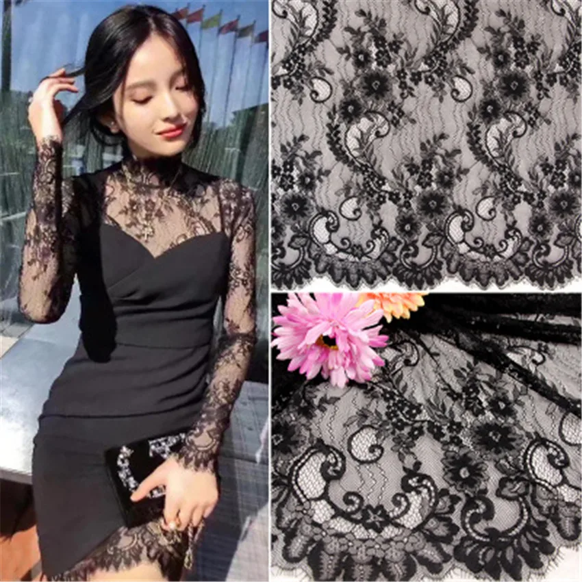 1 piece 100% black polyester Hollow lace embroidered French lace fabric suitable for sewing crafts
1 piece 100% black polyester Hollow lace embroidered French lace fabric suitable for sewing crafts