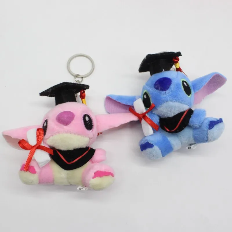 New PhD Stitch Plush Keychain Toys Cute Movie Cartoon BluePink Sitting Stitch Pendants Dolls 7cm 20pcslot (6)