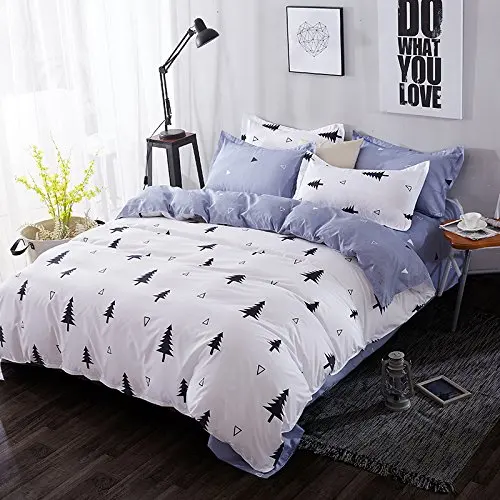 Winlife Pine Tree Bedding Microfiber Duvet Cover Set Geometric