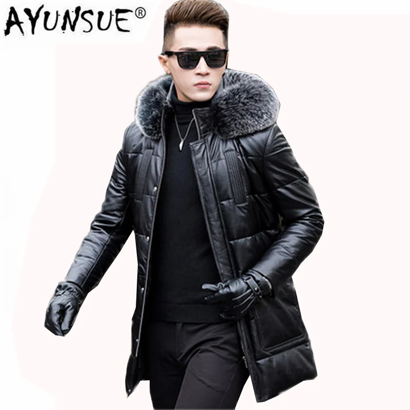 AYUNSUE Men Real Sheepskin Leather Jacket Winter Natural Fox Fur Long Coat Mens Genuine Leather Duck Down Jacket 17317 LX2358
AYUNSUE Men Real Sheepskin Leather Jacket Winter Natural Fox Fur Long Coat Mens Genuine Leather Duck Down Jacket 17317 LX2358