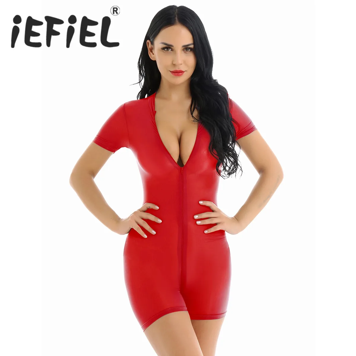 Sexy Female Women One Piece See Through Sheer Lingerie Short Sleeve Double Zipper Short Bodycon Bodysuit Jumpsuit Romper Teddies
Sexy Female Women One Piece See Through Sheer Lingerie Short Sleeve Double Zipper Short Bodycon Bodysuit Jumpsuit Romper Teddies