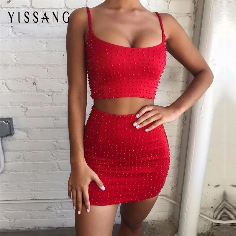 Yissang Summer Sexy Beaded Dress Fashion Round Neck Strapless Sleeveless Two-piece Dress Red Short Two-piece Women's Dress
Yissang Summer Sexy Beaded Dress Fashion Round Neck Strapless Sleeveless Two-piece Dress Red Short Two-piece Women's Dress
