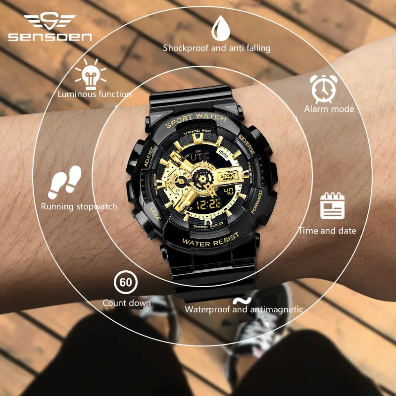 Outdoor sports electronic watch, Korean version of the simple waterproof and shock-proof multi-functional electronic watch.
Outdoor sports electronic watch, Korean version of the simple waterproof and shock-proof multi-functional electronic watch.