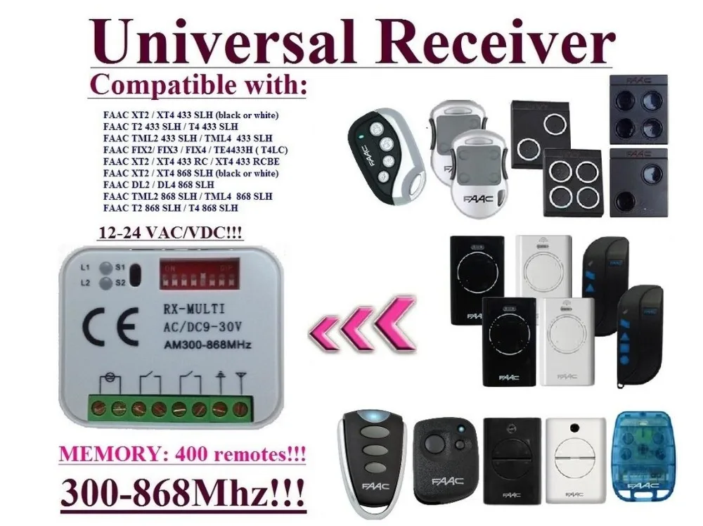 2-channel receiver Rolling Fixed code 300Mhz-868Mhz 9 - 24 VAC/DC Compatible with FAAC remote
2-channel receiver Rolling Fixed code 300Mhz-868Mhz 9 - 24 VAC/DC Compatible with FAAC remote