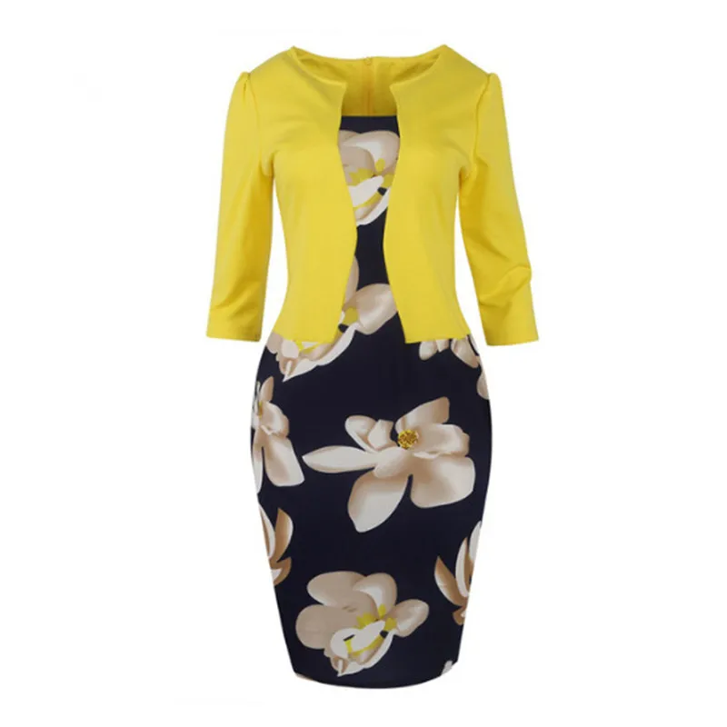 2019 Women Dress Patchwork Fake two pieces Floral Print Elegant Business Party Formal Office Slim Three Quarter sleeve Dress
2019 Women Dress Patchwork Fake two pieces Floral Print Elegant Business Party Formal Office Slim Three Quarter sleeve Dress