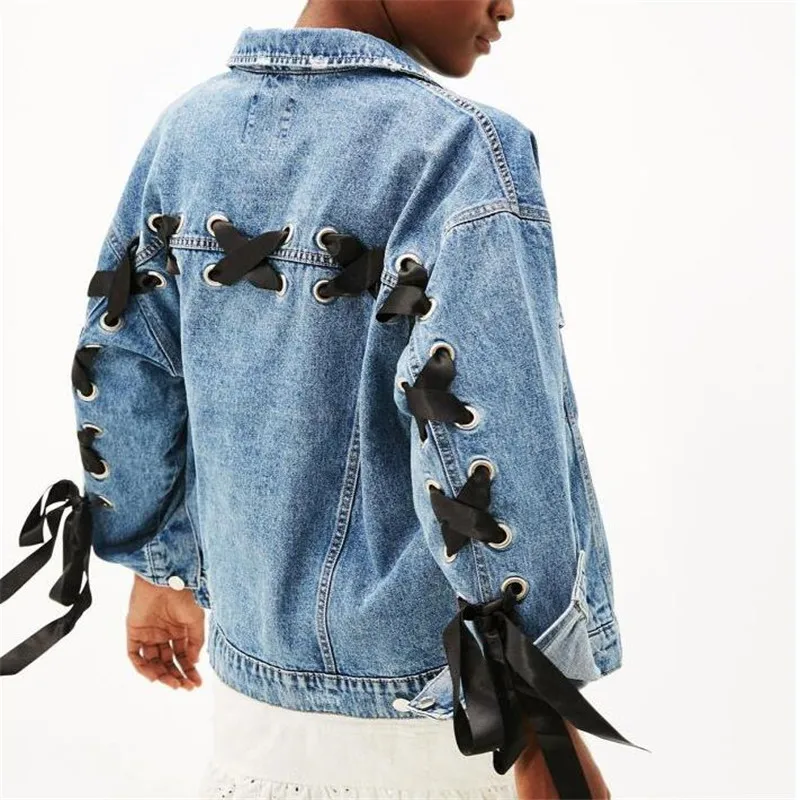 Women Fashion blue Back Hole Ribbons Denim Jackets Coats Elegant Long Sleeve Lace up Jacket Autumn Outwear Coat 2019 C123
Women Fashion blue Back Hole Ribbons Denim Jackets Coats Elegant Long Sleeve Lace up Jacket Autumn Outwear Coat 2019 C123