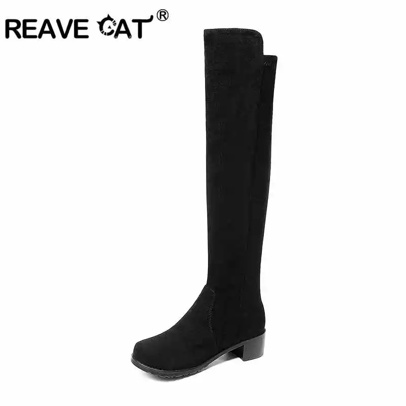 REAVE CAT Plus size 34-43 Women boots Over the knee Flats boots Sapatos femininos Flock Black Casual Round Toe Pu/Flock A878
REAVE CAT Plus size 34-43 Women boots Over the knee Flats boots Sapatos femininos Flock Black Casual Round Toe Pu/Flock A878