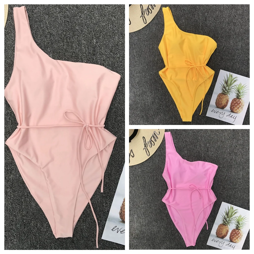 One pieces Swimsuit Female One shoulder Swimwear Women Belt Bathing Suit Padded Yellow Monokini maillot de bain 2019 Biquini
One pieces Swimsuit Female One shoulder Swimwear Women Belt Bathing Suit Padded Yellow Monokini maillot de bain 2019 Biquini