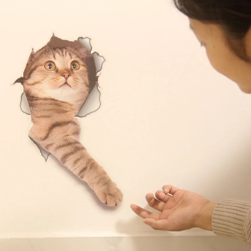 Декор для ванной комнаты наклейка s 3D эффект кошка плитка наклейки настенные
