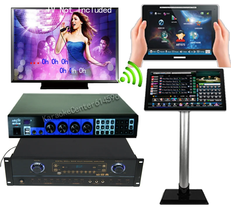 Professional Karaoke Jukebox System with 10 "wifi Screen with Songs +19"Touch Screen + Recordable Karaoke Mixer Amplifier
Professional Karaoke Jukebox System with 10 "wifi Screen with Songs +19"Touch Screen + Recordable Karaoke Mixer Amplifier