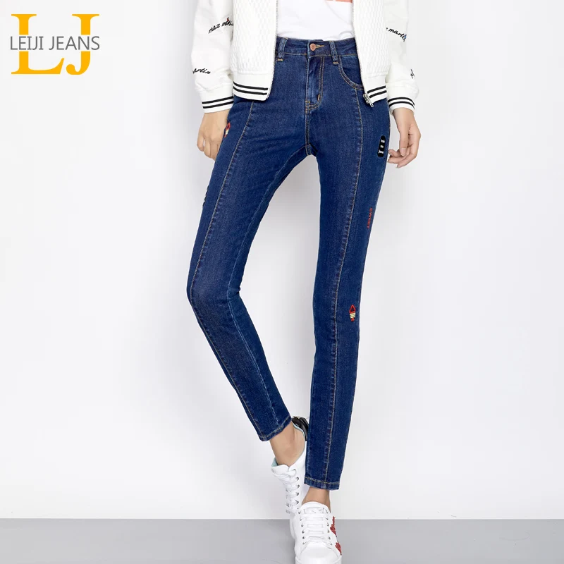 LEIJIJEANS Autumn High Street Skinny Pencil Jeans Women Plus Size Mid Waist Full Length Pleated Embroidery Elastic Jeans 7176 
LEIJIJEANS Autumn High Street Skinny Pencil Jeans Women Plus Size Mid Waist Full Length Pleated Embroidery Elastic Jeans 7176