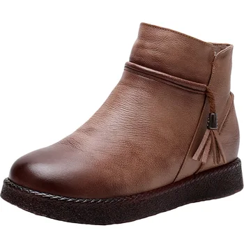 2019 New Winter Snow Boots Women Retro Tassel Cow Leather Boots Women Shoes Soft Warm Ankle Boots Non-slip Comfort Flat Shoes
2019 New Winter Snow Boots Women Retro Tassel Cow Leather Boots Women Shoes Soft Warm Ankle Boots Non-slip Comfort Flat Shoes