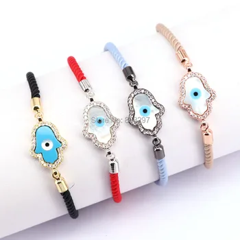 Wholesale 10PCS Fashion Jewelry Micro Pave CZ Shell Hamsa Hand Cotton Rope Adjustable Charm Bracelet
Wholesale 10PCS Fashion Jewelry Micro Pave CZ Shell Hamsa Hand Cotton Rope Adjustable Charm Bracelet