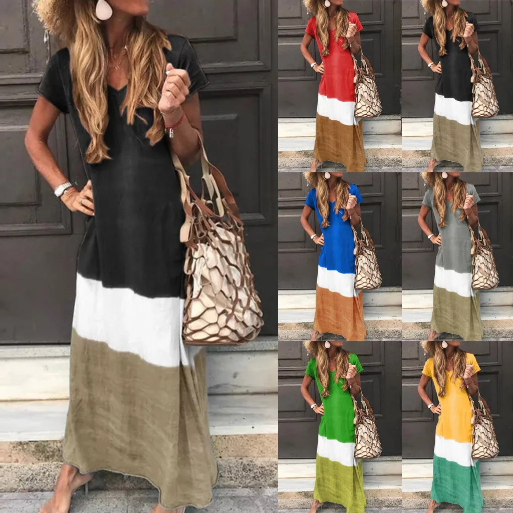 Ladies Plus Size Daily Tie Dye Color Block Loose V Neck Short Sleeve Maxi Tie Dye Dress Long Vestidos Casuales
Ladies Plus Size Daily Tie Dye Color Block Loose V Neck Short Sleeve Maxi Tie Dye Dress Long Vestidos Casuales
