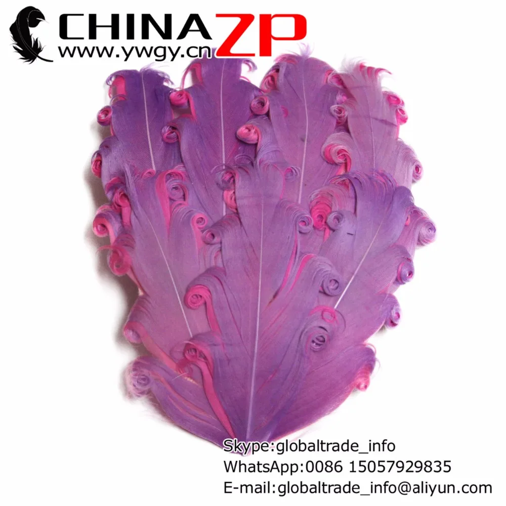 

CHINAZP Factory Wholesale Price 50pcs/lot Dyed Lilac and Pink Curled Nagorie Goose Feather Pad Headbands