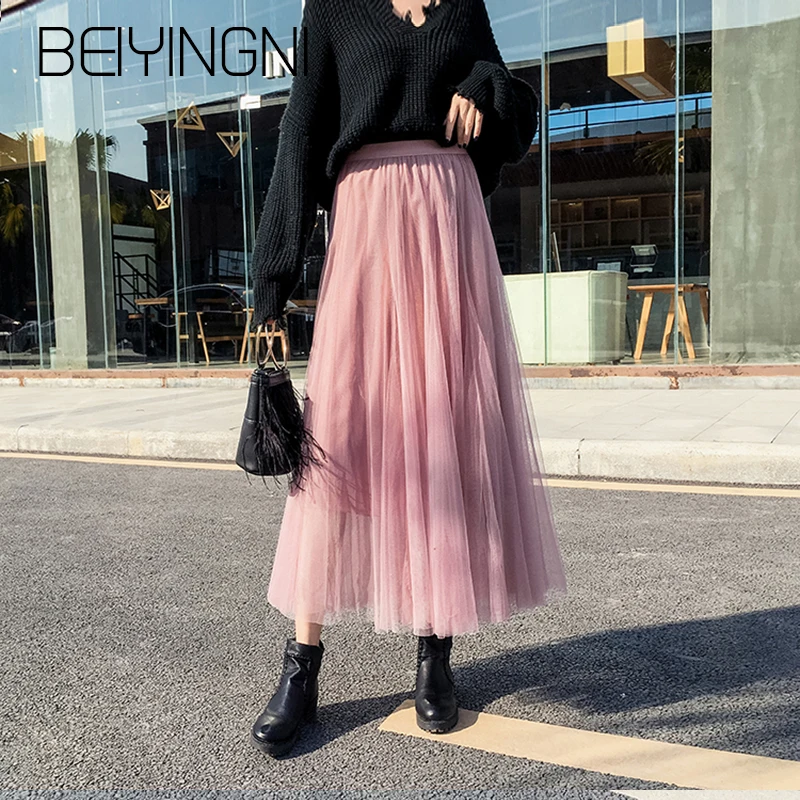 Beiyingni Skirt Women Mesh Solid Plus Size Skirts Fashion Korean Dance Kawaii Midi Tulle Skirt Lady Vintage Preppy Pleated Saias
Beiyingni Skirt Women Mesh Solid Plus Size Skirts Fashion Korean Dance Kawaii Midi Tulle Skirt Lady Vintage Preppy Pleated Saias