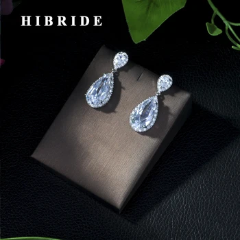 HIBRIDE High Quality Water Drop Shape Cubic Zircon Earrings ,White Gold Color Earrings For Bride Gifts Fashion Design E-22
HIBRIDE High Quality Water Drop Shape Cubic Zircon Earrings ,White Gold Color Earrings For Bride Gifts Fashion Design E-22