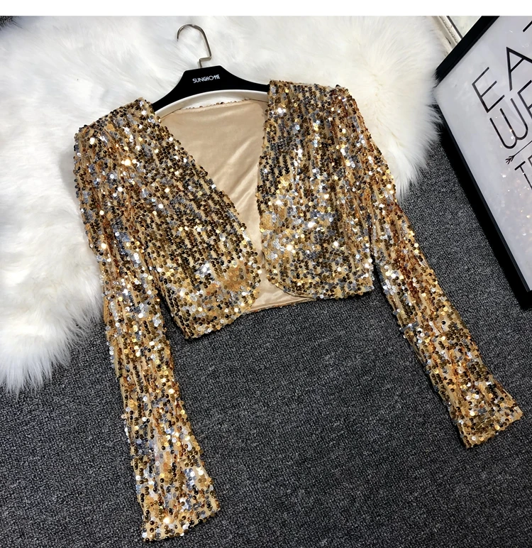 2019 New Bling Bling Short Women T-shirts Lady Long Sleeve Short Cape Tops Sequined Shiny Bling T-shirts Tops
2019 New Bling Bling Short Women T-shirts Lady Long Sleeve Short Cape Tops Sequined Shiny Bling T-shirts Tops