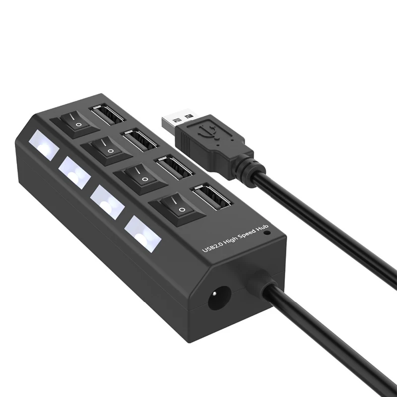 4 Port USB Hub High Speed 480Mbps USB 2.0 Hub LED With ON/OFF Switch 2.0 USB Splitter For Tablet Laptop Computer Notebook hubs
4 Port USB Hub High Speed 480Mbps USB 2.0 Hub LED With ON/OFF Switch 2.0 USB Splitter For Tablet Laptop Computer Notebook hubs