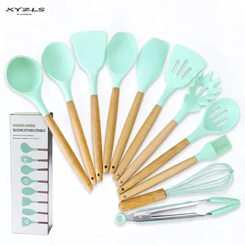 XYZLS Silicone Cooking Utensils Set Kitchen Cooking Tools Set With Natural Wooden Handle Nonstick Cookware
XYZLS Silicone Cooking Utensils Set Kitchen Cooking Tools Set With Natural Wooden Handle Nonstick Cookware