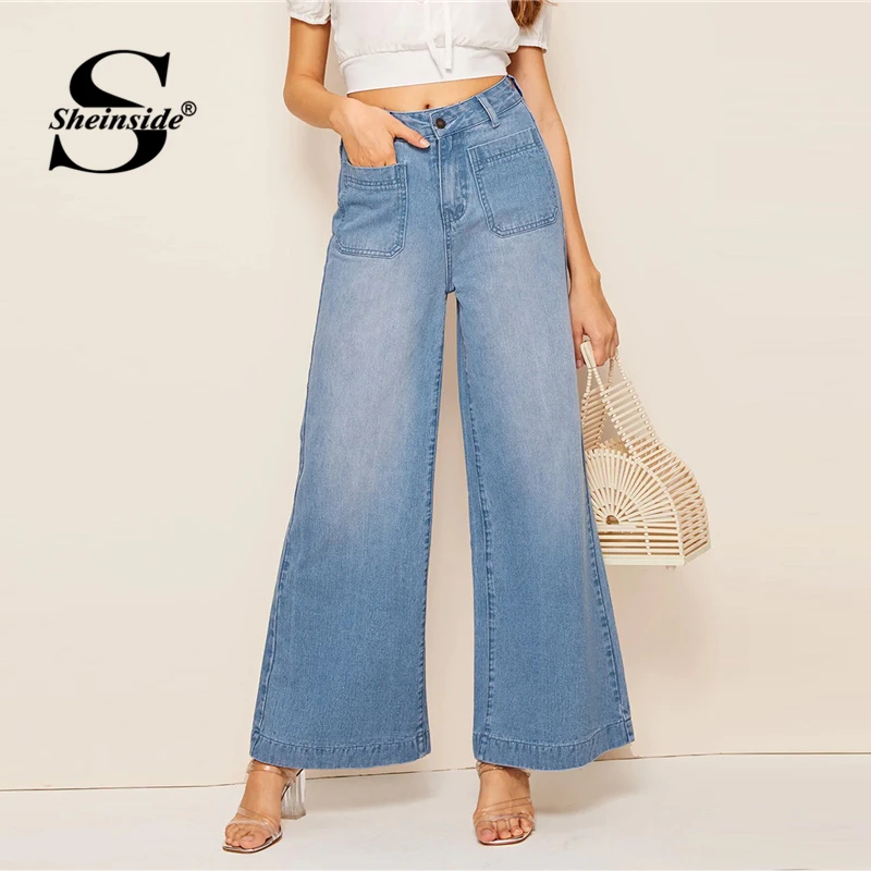 Sheinside Blue Vintage Double Pocket Detail Jeans Women 2019 Summer Mid Waist Wide Leg Trousers Ladies Denim Button Pants
Sheinside Blue Vintage Double Pocket Detail Jeans Women 2019 Summer Mid Waist Wide Leg Trousers Ladies Denim Button Pants