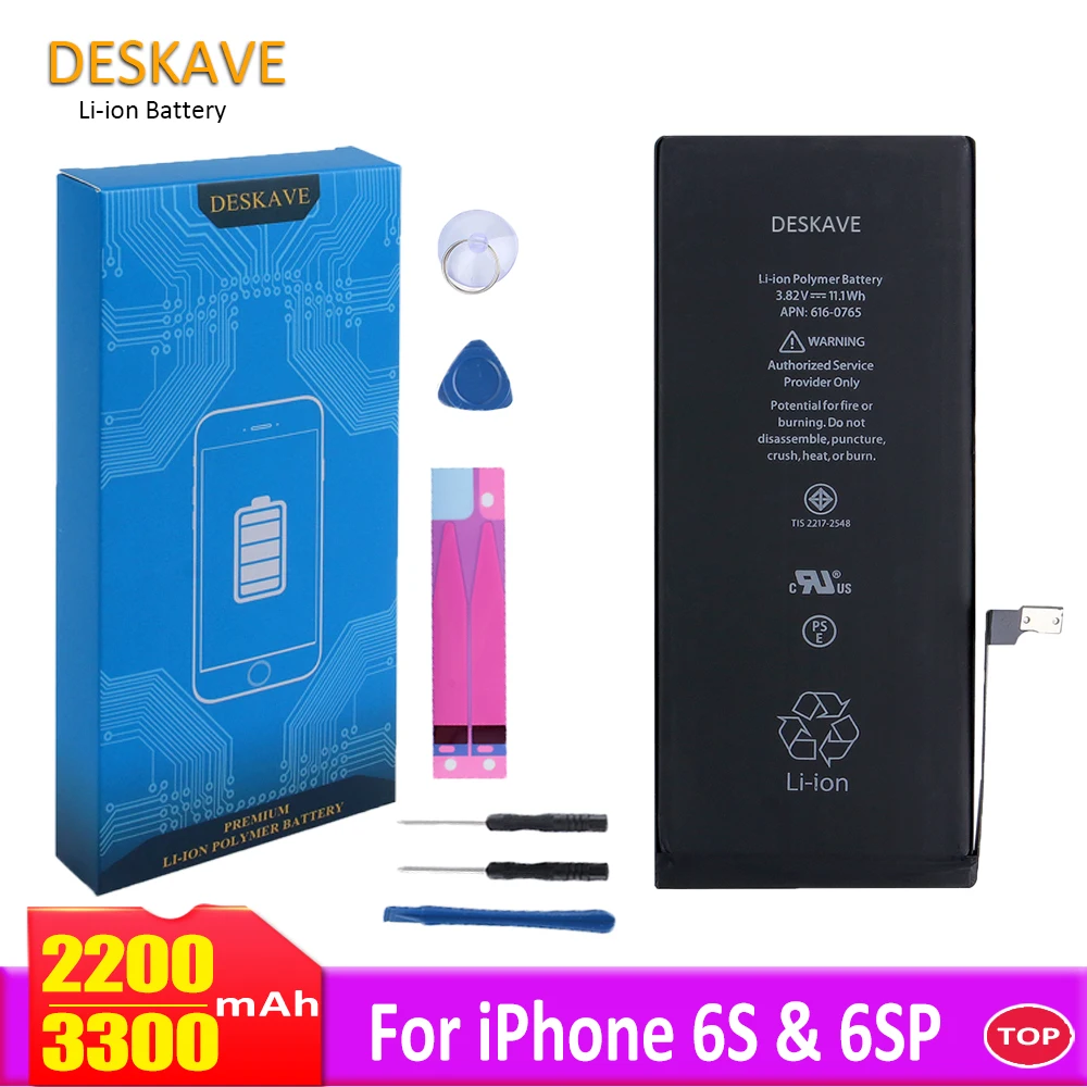 High Capacity Phone Lithium Battery for iphone 6S 6SP Replacement Batteria AAAAA quality + tool kit 2200mAH 3300mAh A1633 1634
High Capacity Phone Lithium Battery for iphone 6S 6SP Replacement Batteria AAAAA quality + tool kit 2200mAH 3300mAh A1633 1634