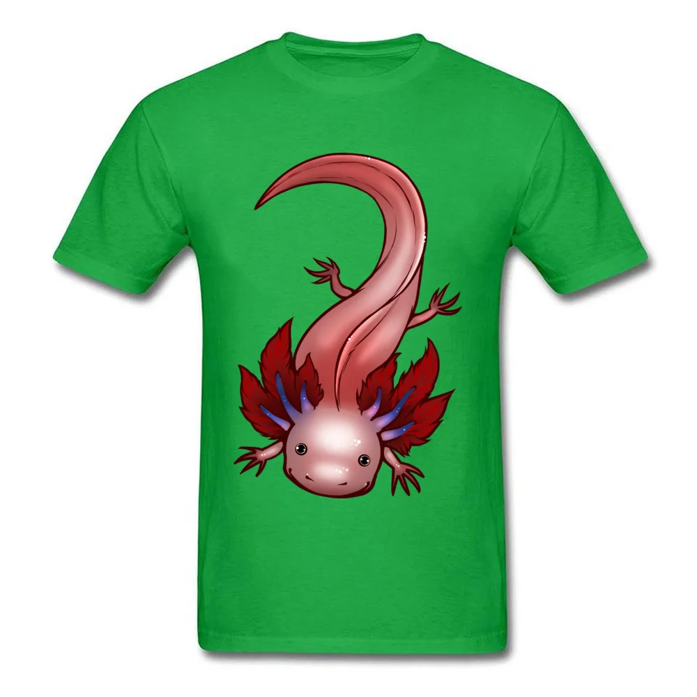 Blue Gilled Leucistic Axolotl Company Student Top T-shirts Round Collar Short Sleeve 100% Cotton Tops T Shirt Europe T Shirts Blue Gilled Leucistic Axolotl green