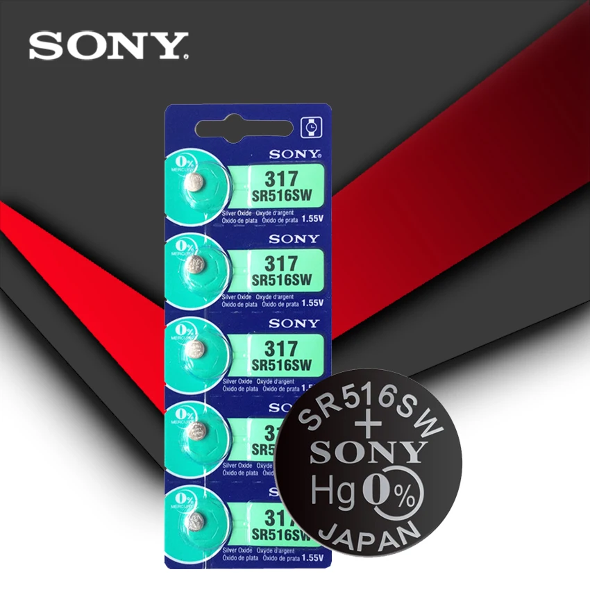 5pc Sony 100% Original 317 SR516SW SR516 1.55V Silver Oxide Button Cell Coin Battery High Capacity Calculator Car Remote
5pc Sony 100% Original 317 SR516SW SR516 1.55V Silver Oxide Button Cell Coin Battery High Capacity Calculator Car Remote