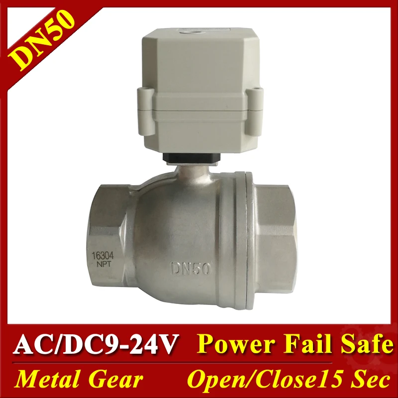 Tsai вентилятор 2 ''моторизованный клапан NPT/BSP SS304 2 Way DN50 AC/DC9V-24V 2/5 провода пружинный обратный клапан ВКЛ/ВЫКЛ 15 секунд
Tsai вентилятор 2 ''моторизованный клапан NPT/BSP SS304 2 Way DN50 AC/DC9V-24V 2/5 провода пружинный обратный клапан ВКЛ/ВЫКЛ 15 секунд