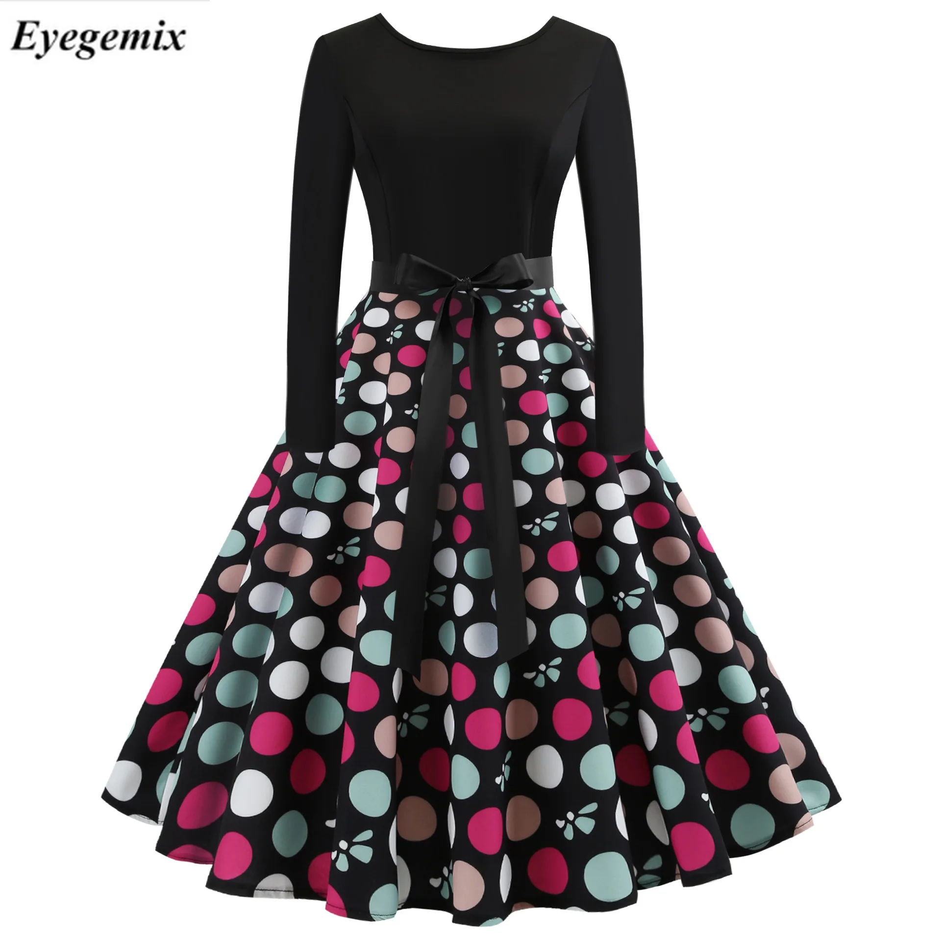 Black Winter Dress Office Women Polka Dot Patchwork Elegant Vintage Dress Long Sleeve Big Swing Plus Size Party Dresses Casual
Black Winter Dress Office Women Polka Dot Patchwork Elegant Vintage Dress Long Sleeve Big Swing Plus Size Party Dresses Casual
