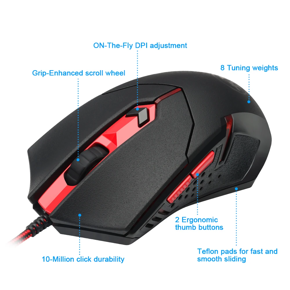 Redragon S101-BA-2 USB Gaming RGB Keyboard mouse pad earphone combos 104  key 3200 DPI 5 buttons Mice Set Wired computer PC game