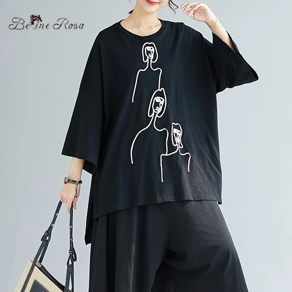 BelineRosa Women's Casual Black T-shirts Summer Oversized Plus Size Women Tops Eruopean Style Ladies Tee Shirt XE000033
BelineRosa Women's Casual Black T-shirts Summer Oversized Plus Size Women Tops Eruopean Style Ladies Tee Shirt XE000033
